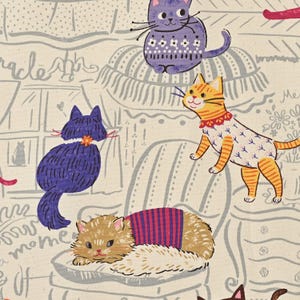 KOKKA Powerful Animal Cats Oxford YGA-71000-1-A Japanese Fabric, 100% Cotton Oxford Canvas #KO136