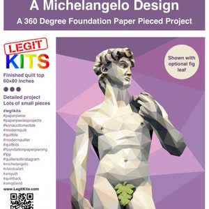 Legit OMG David 360 Quilt Pattern Foundation Paper Piecing kit 60 x 80 Finished Size LK-PT034  (fabric not included)
