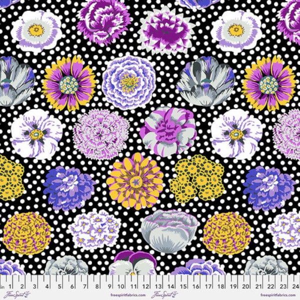 Kaffe Fassett Collective Big Blooms PWGP091 Black, Philip Jacobs, Free Spirit Fabric, 100% Cotton, #KC604