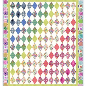 Cathe Holden Vintage Soul Diamond Dazzler Quilt Kit, 62&quot; x 74&quot;, Moda Fabric, Rainbow Ombre Floral, KIT7430