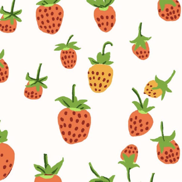 Heather Ross Studio Edit Strawberries White 37024D-3, Windham Fabric, 100% Cotton Fabric, #L-390