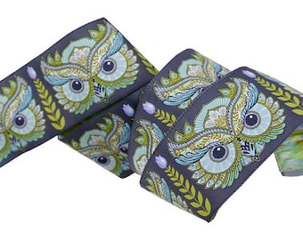 Tula Pink Hootie Patootie Starlight 2" Wide Ribbon, Full Moon Forest II Owls, Renaissance Ribbons