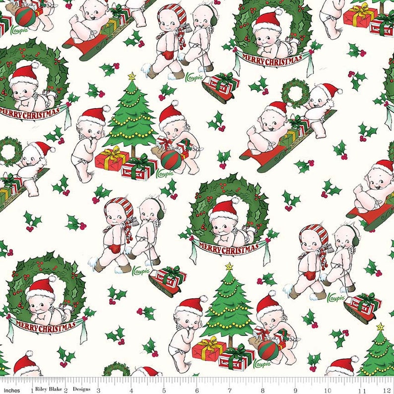 Christmas Fabric Riley Blake Fabric Kewpie Christmas C6330 Etsy