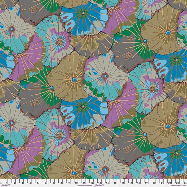 PRE-ORDER, Kaffe Fassett Collective August 2024, Lotus Leaf PWGP029 Grey, Free Spirit, 100% Cotton Fabric, Aug 2024 Release