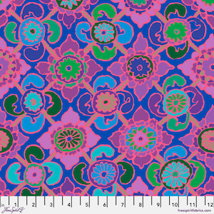 Kaffe Fassett Collective February 2023, Tudor, PWGP195 Blue, Free Spirit Fabric, Floral, 100% Cotton Fabric, #KC666