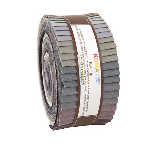 Kona Cotton Solids Gray Area Roll Up 2.5" Precut Fabric Quilting Cotton Strips Jelly RU-424-40, J15