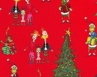 Dr. Seuss, How the Grinch Stole Christmas, ADE-15184-3, Christmas Fabric, Robert Kaufman Fabric, 100% Cotton, #1335