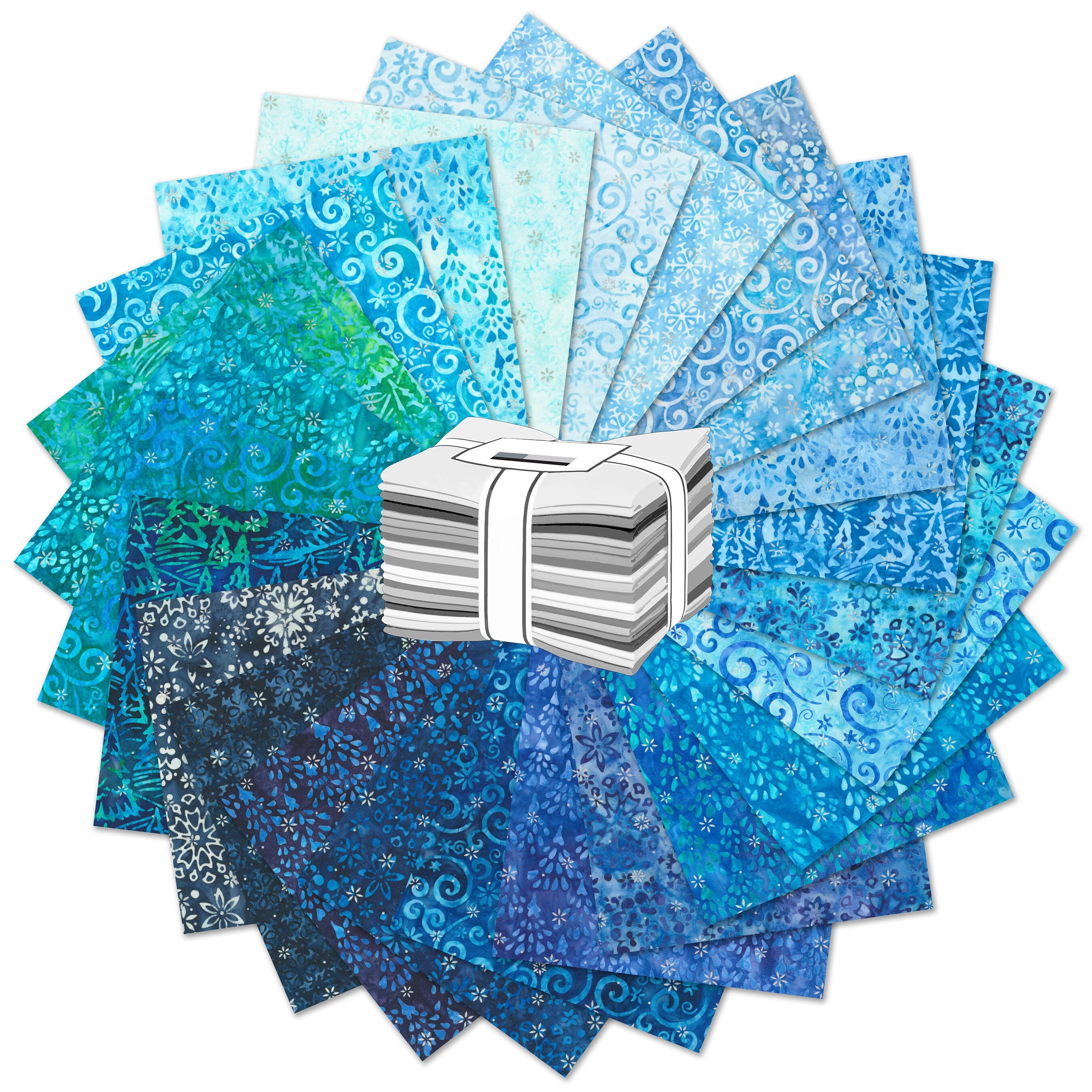 Snowscape Batiks Fat Quarter Bundle, 24pc, Lunn Studios, Robert