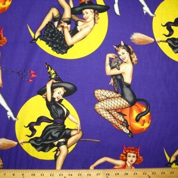 Alexander Henry, Bewitched, 6432B Purple, Halloween With Moon Fabric, 100% Cotton, #AH12