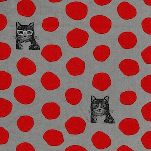 Kokka echino Etsuko Furuya Cat Canvas EYX-91000-100-C Japanese Fabric, Cotton Linen Canvas, #KO166