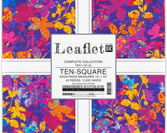 Leaflet 10" Ten Squares, Layer Cake, Robert Kaufman Fabric, TEN-1187-42, B16