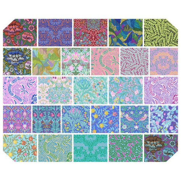 PRE-ORDER, Kaffe Fassett X Morris & Co. 5" Charm Pack, Free Spirit Fabric, Fabric Squares, FB6CPKW.KFXMORRIS, December 2024 Release