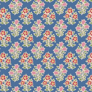 Tilda Jubilee Blender Farm Flowers Blue TIL110101-V15, Tone Finnanger Fabric, Floral, 100% Cotton, #2684