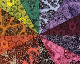 Indelible Ink Charm Pack 5" Fabric Squares by Anna Marie Parry for Northcott Fabric, Bee Moth, C2INDEL42-10, SQ48