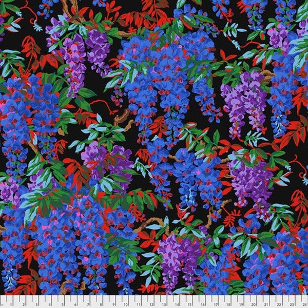 Wisteria, PWPJ102 Black, Philip Jacobs, Kaffe Fassett Collective Fabric, Free Spirit, 100% Cotton, #KC408