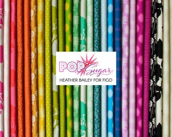 Figo Fabrics Heather Bailey Pop Sugar Half Yard Bundle, 30pc, Figo Fabrics, Modern Floral Flowers Fabric, HYBUNDLE.30