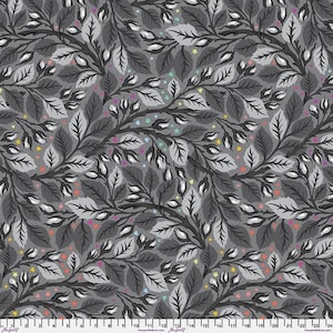 PRE-ORDER, Tula Pink Graywork Nip in the Bud Shadow, 3 Yards 108" x 108" Wide Backing Fabric 100% Cotton Sateen, October 2025 Release