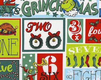 Pre-Order Dr. Seuss Fabric, How the Grinch Stole Christmas, ADE-17493-223 Holiday, Robert Kaufman, 100% Cotton