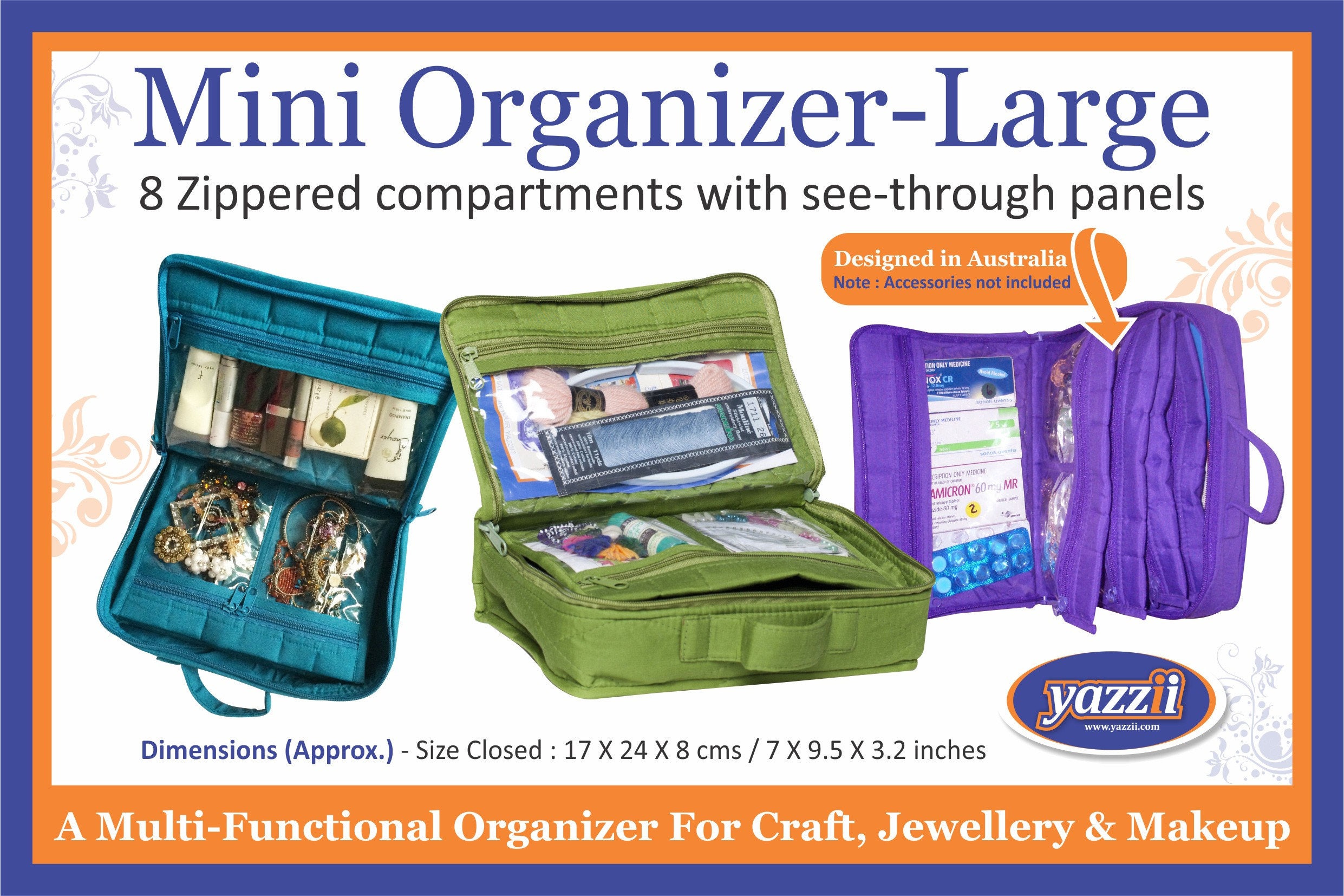 Yazzii Craft Box with Fabric Top - Portable Organizer