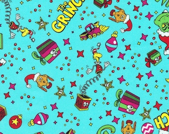 Dr. Seuss How the Grinch Stole Christmas Snow ADED-23100-87, Robert Kaufman Fabric, Christmas, 100% Cotton #2740-GRINCH