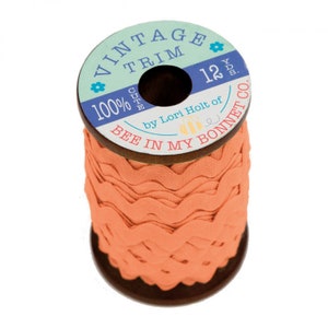 Lori Holt Vintage Trim 3/8in Pumpkin Orange 12yd Wood Spool # STVT-14768 Ric Rac