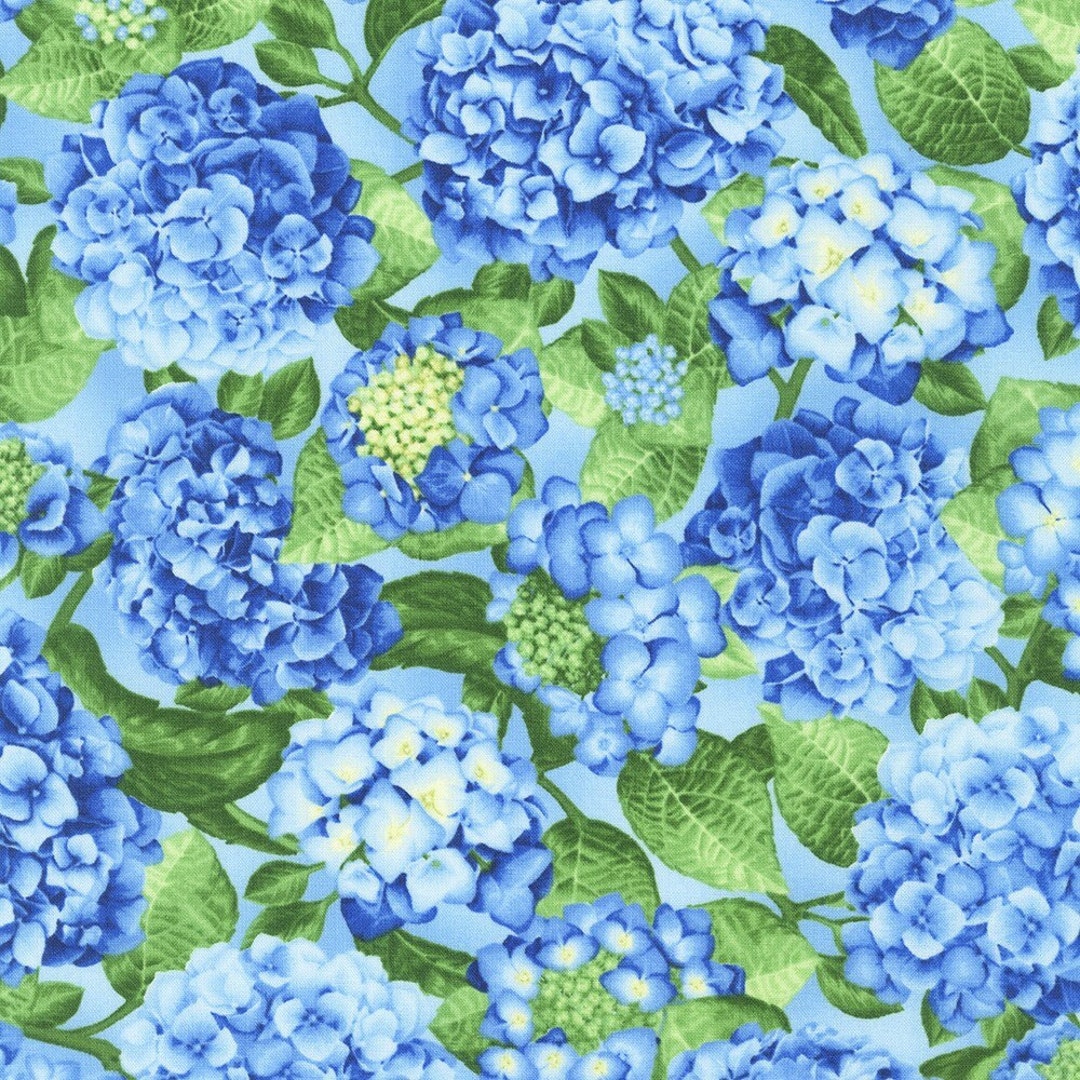 Debbie Beaves Flowerhouse Sara Fabric, FLH215854 Blue, Robert Kaufman