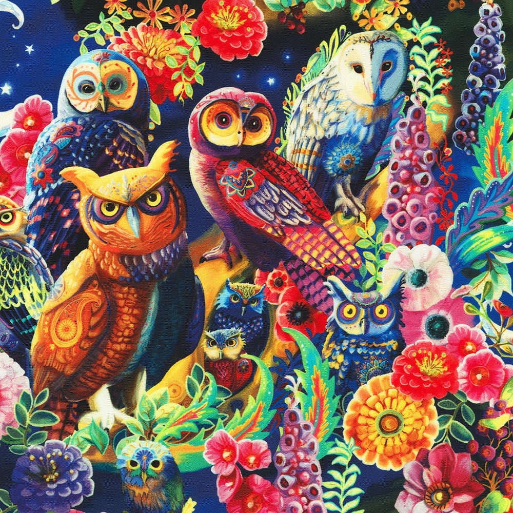 FINAL CUT SALE Laura Audi Night Owls AHHd-22072-268 Nature, Robert Kaufman Fabric, 100% Cotton Fabri