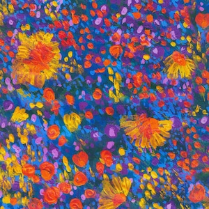 Painterly Petals Meadow, SRKD-22271-268 Nature, Robert Kaufman Fabric, Floral Flowers, 100% Cotton, #2547