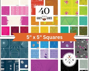 Giucy Giuce 40 Collection, 5" x 5" Fabric Squares, 42pc, Charm Pack for Andover Fabrics, SQ16