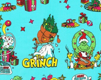 Dr. Seuss How the Grinch Stole Christmas Snow ADED-23101-87, Robert Kaufman Fabric, Christmas, 100% Cotton, #2730-GRINCH
