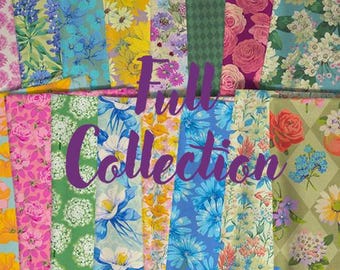 Martha Negley Nation of Flowers Half Yard Bundle Fabric, 17 prints for Free Spirit, 100% Cotton Fabric #F22, #F26