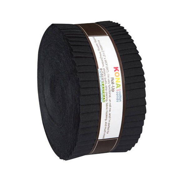 Kona Cotton Solids Black Jelly Roll Fabric 2.5 Precut Etsy