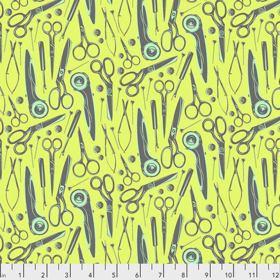 Cotton Fabric FQ quilting Homemade by Tula Pink Tools of the Trade Morning green
