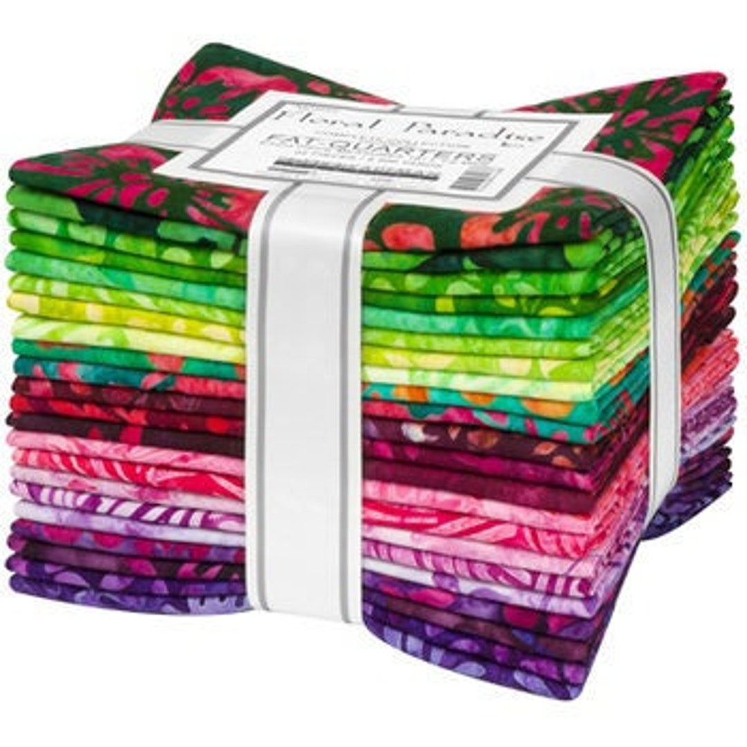 Floral Paradise Batiks Fabric Fat Quarter Bundle 22pc by Robert Kaufman