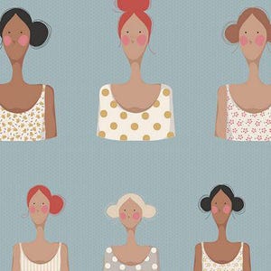 Tilda Me and My Friend Fabric TIL130104-V11 Sky by Tone Finnanger of Tilda&#39;s World, Tilda Basics, Cotton Fabric, 2701-MM