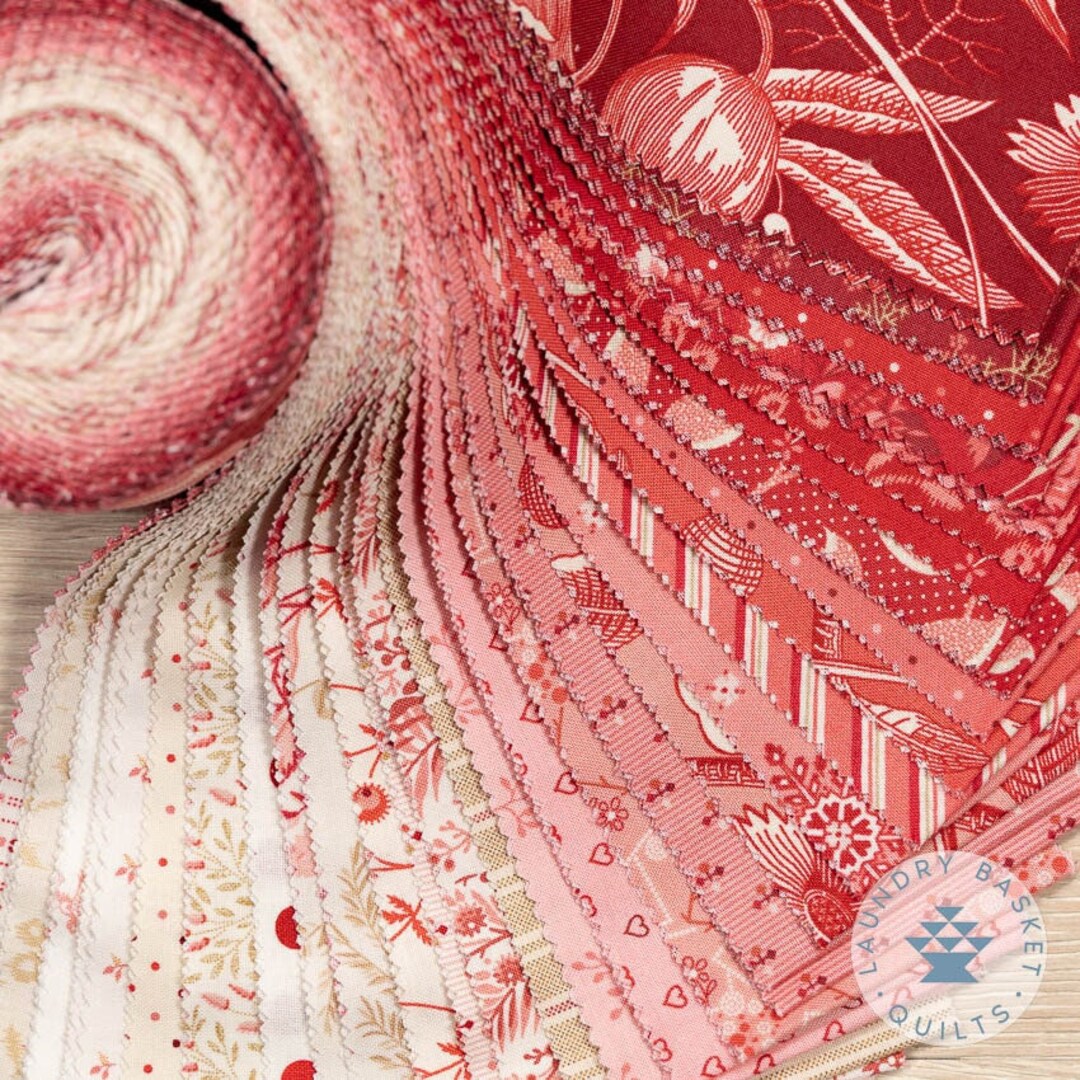 Strawberries and Cream Jelly Roll Fabric Strips by Edyta Sitar Etsy