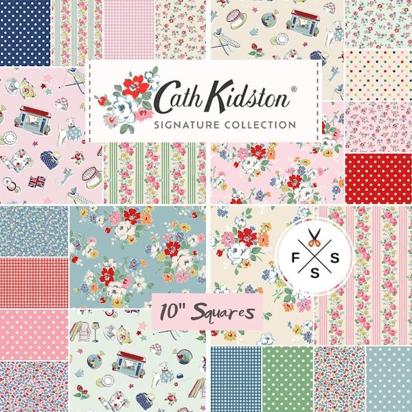 PRE-ORDER, Cath Kidston Signature Collection 10" Stacker, Riley Blake Fabric, Floral Dogs, Layer Cake, 10-18370-42, September 2026 Release