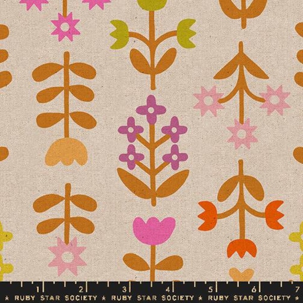 PRE-ORDER, Favorite Flowers Canvas Natural RS5151-12L, Ruby Star Society, Moda Fabric, Linen Cotton, August 2024 Release