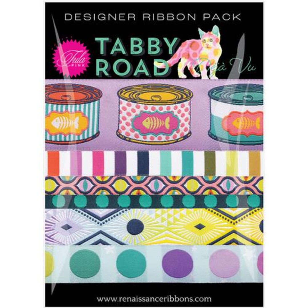 Road Ribbin Tula Pink Tabby Road Designer Ribbon Pack DP-105 Renaissance Ribbons DP ...