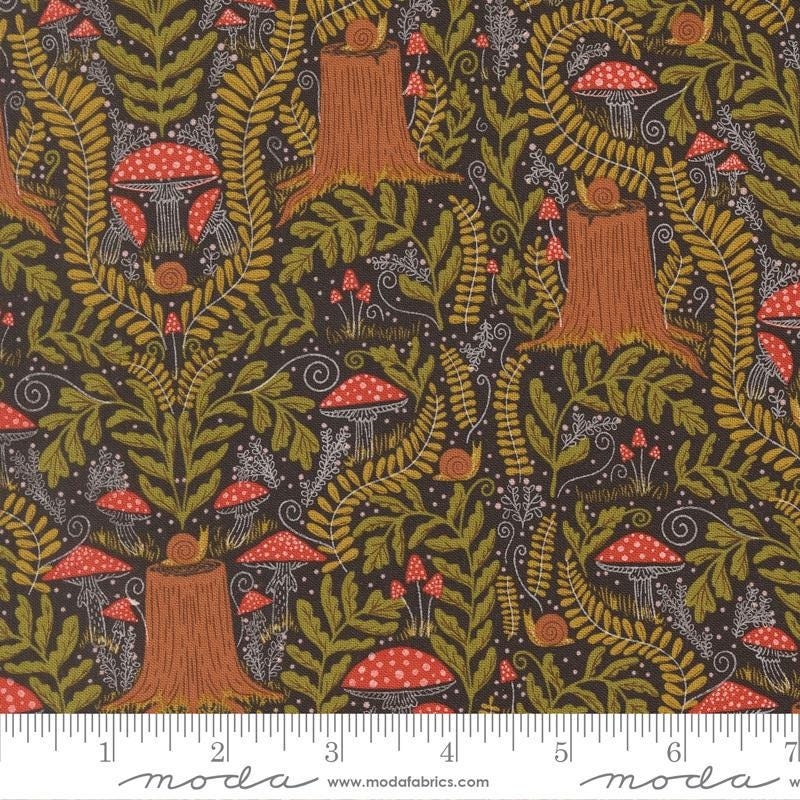 PRE-ORDER, Moda Night Owl Midnight 48423-24, Gingiber, 100% Cotton Fabric, Mushrooms, September 2025