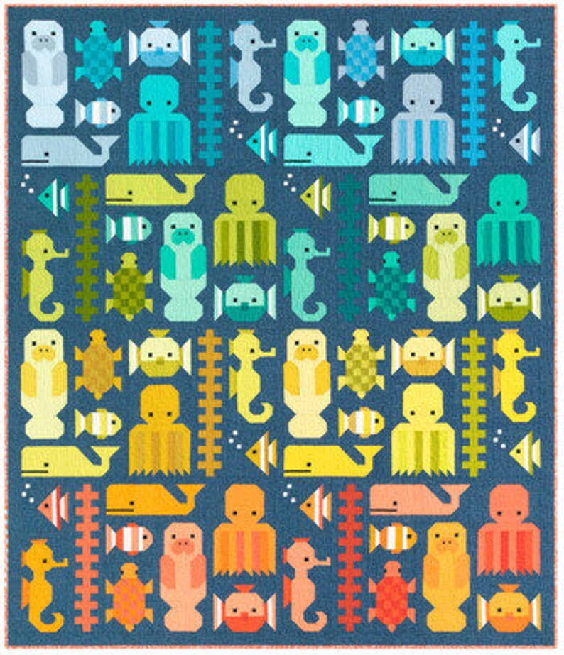 KITP-2098-45 PRE-ORDER 71 x 83 Quilt Kit May 2021 Release Awesome Ocean Kaufman Fabric Elizabeth Hartman