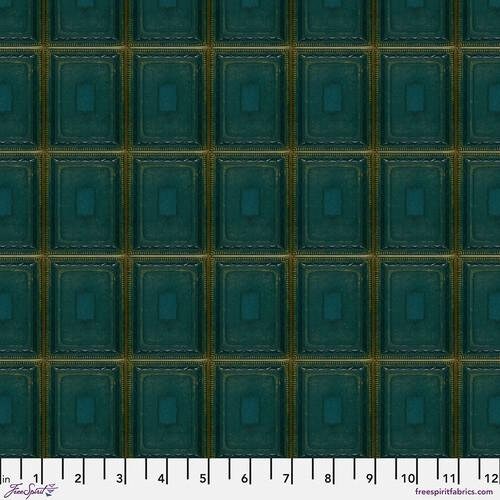 Tim Holtz Palette Teal Tiles Teal PWTH274, Free Spirit Fabric, Vintage Fabric, 100% Cotton Fabric, 274-Teal