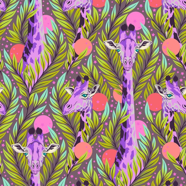 Tula Pink Everglow Neck for Days, PWTP203 Mystic, Free Spirit Fabric, Giraffes, 100% Cotton, #2207