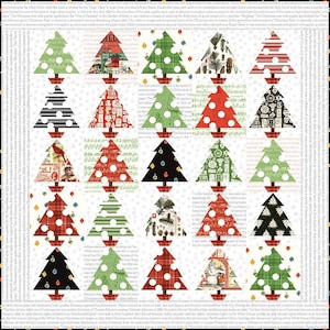 J. Wecker Frisch Tannenbaum Quilt Kit, Classic Christmas Trees, Riley Blake Fabric, KT-16280