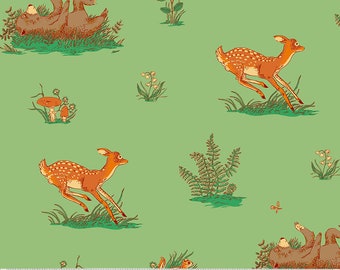 Heather Ross Forestburgh Beargrass Sage 53845-4, Windham Fabric, Deer Bears, 100% Cotton Fabric, #2595