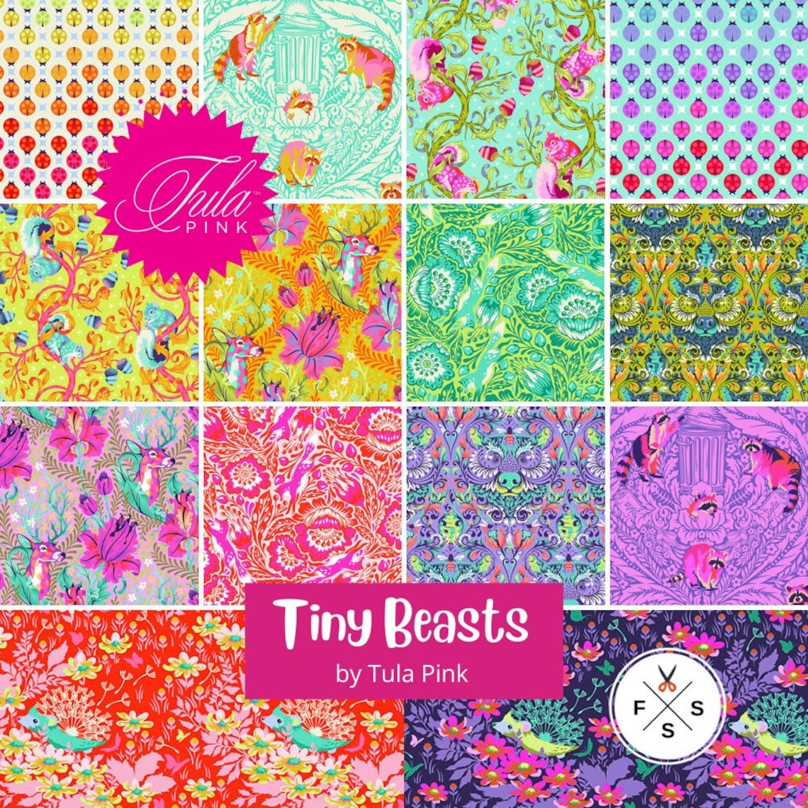 PREORDER Full Yard Bundle Tula Pink Tiny Beasts Fabric 14 Etsy