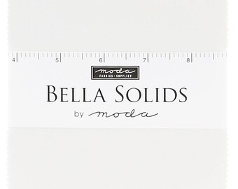 Bella Solids White 5" Charm Pack, Moda Fabric, Precut Fabric Quilting Cotton Squares, Solid Color, 9900PP-98, SQ22