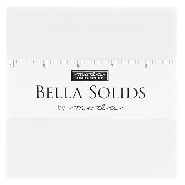 Bella Solids White 5" Charm Pack, Moda Fabric, Precut Fabric Quilting Cotton Squares, Solid Color, 9900PP-98, SQ22