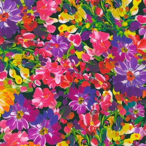 Painterly Petals Meadow, SRKD-22272-193 Summer, Robert Kaufman Fabric, Floral Flowers, 100% Cotton, #2549