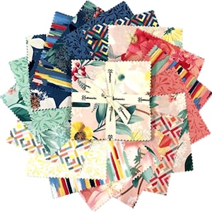 Fresh Meadow 10&quot; Squares, Melissa Lowry for Clothworks Fabric, Floral Flowers, Layer Cake Fabric, TSQ0258, B18